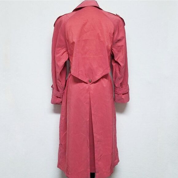 Rare Vintage 70s London Fog Red Taffeta Double Breasted Notched Collar Raincoat - Picture 12 of 16